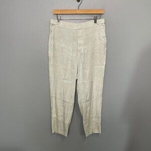 EQUIPMENT pale creamy green python embossed high rise crop trousers size 4
